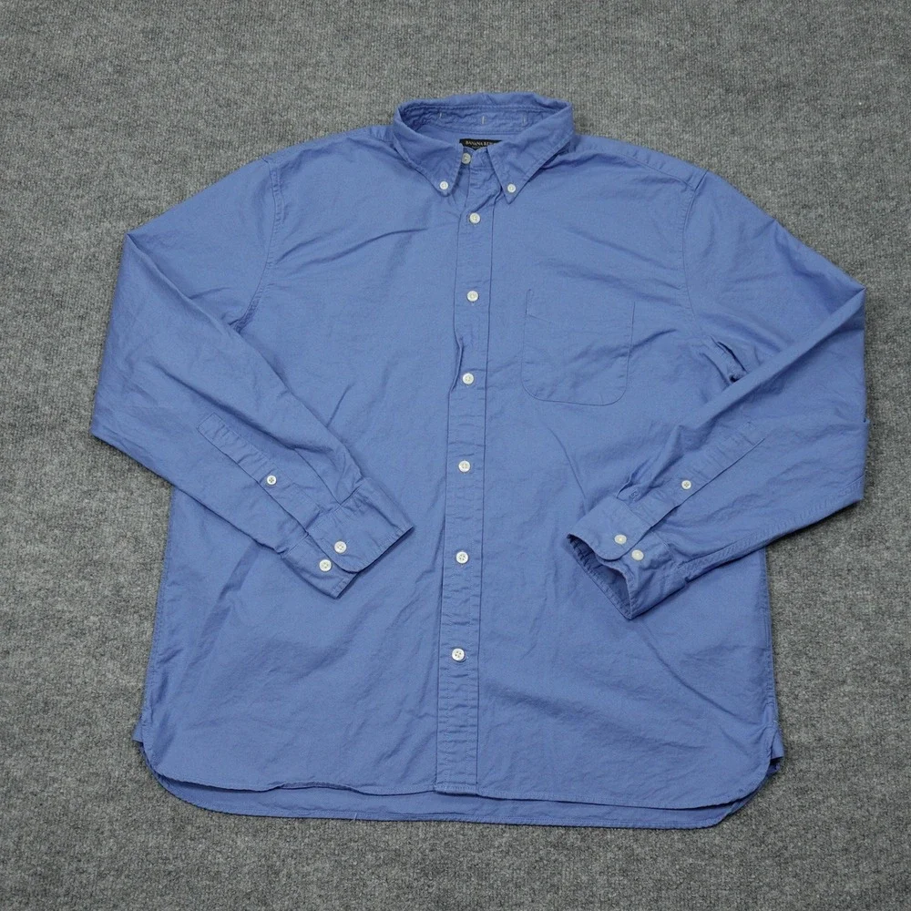 Banana Republic Shirt Mens Large Blue Organic Cotton Standard Fit Button Down